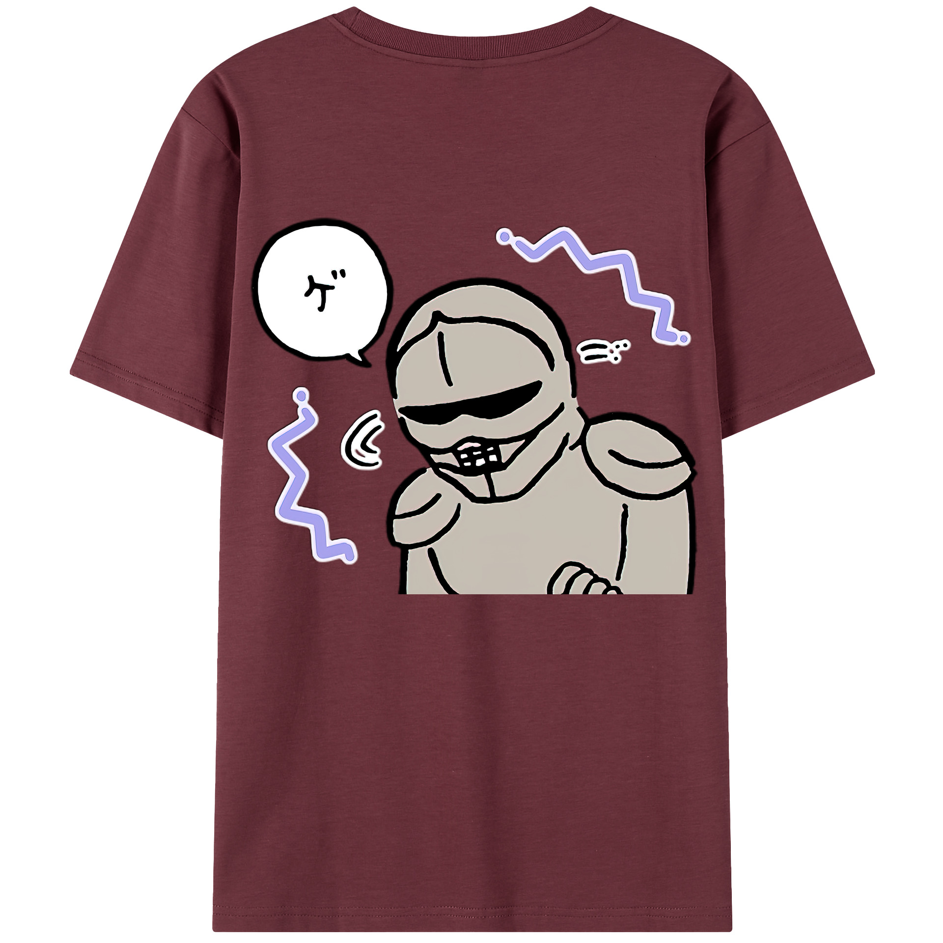 （画像用） ちいかわ 労働の鎧さん Chii-kawa Mr. Armor of Labor 綿100％半袖Tシャツ（背面プリント）
